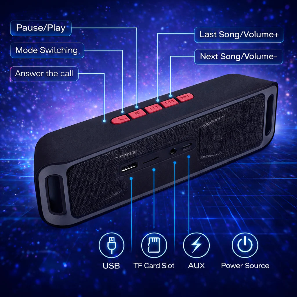 Bluetooth Speaker Wireless Waterproof Outdoor Stereo Bass USB/TF/FM Radio LOUD