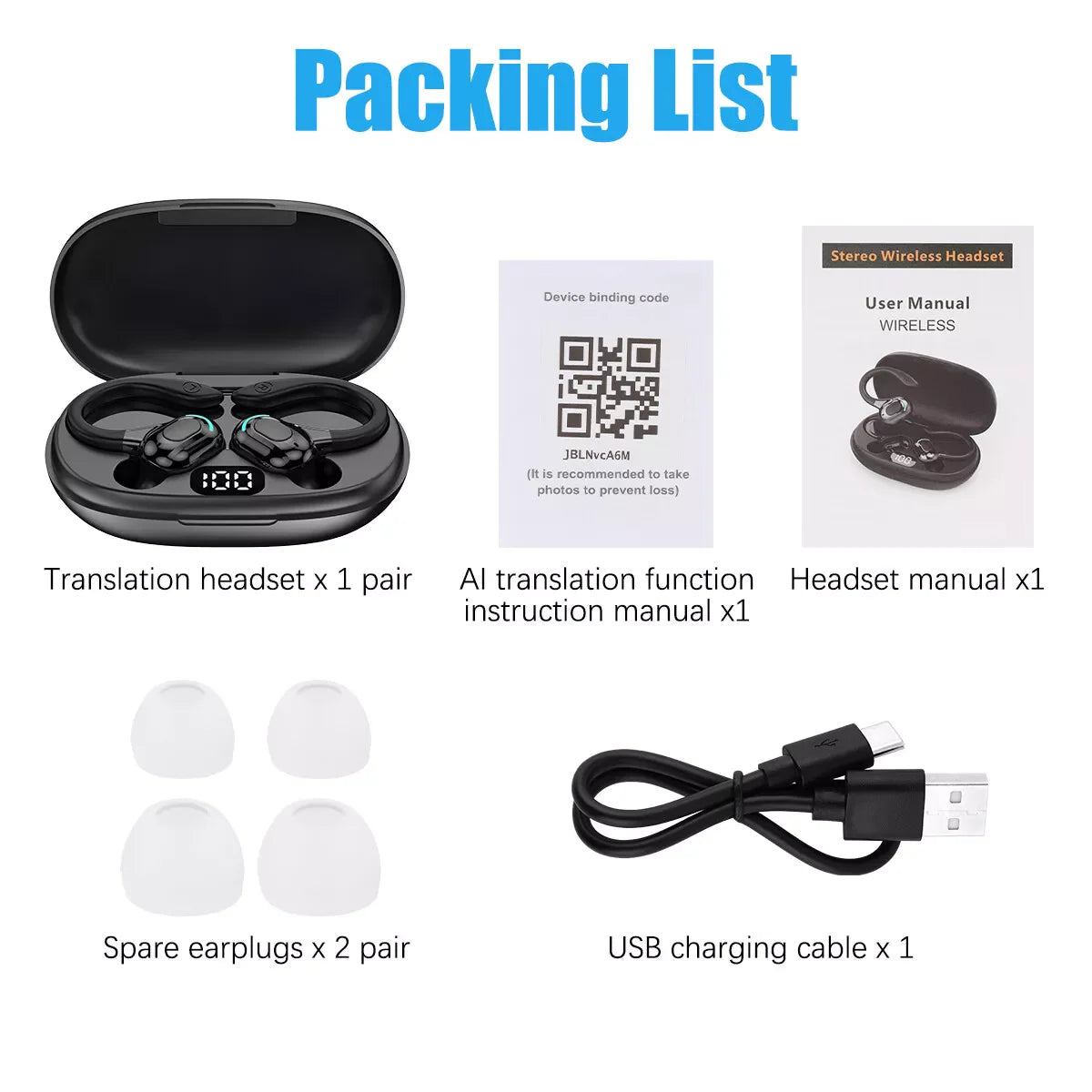 Translator Earbuds 144 Languages Real Time Online/Offline Translation Earphones