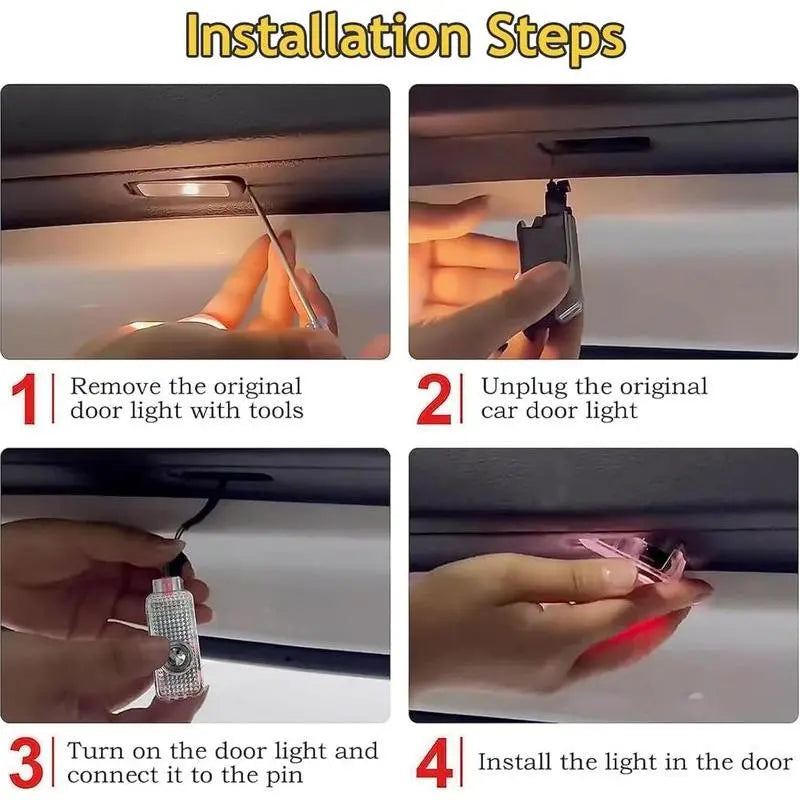 2 Pcs Courtesy Door Projector Light For(Volkswagen)Passat Sagitar CC Magotan Tiguan Golf, Welcome Projector Lamp Kit Compatible with MK5 MK6 MK7 Warning Interior Puddle Lamps